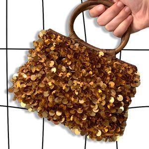 Retro gold sequin clutch